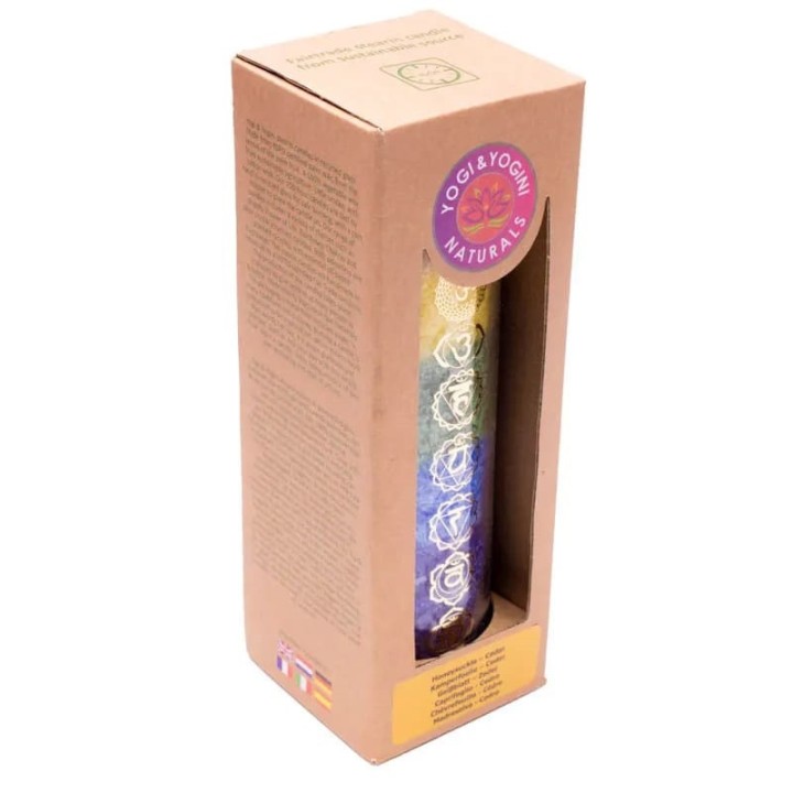 Chakra Candle Świeca czakralna 7 kolorów czakr z olejkami eterycznymi - 21x6.5 cm, Yogi &Y ogini
