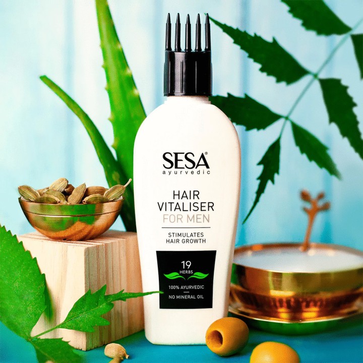 Ayurvedic Hair Vitaliser dla mężczyzn na porost włosów z aplikatorem 100 ml Sesa