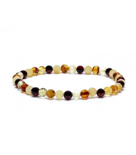 Bransoletka z prawdziwego Bursztynu - Amber śred. kulki 0.5cm elastyczna na gumce
