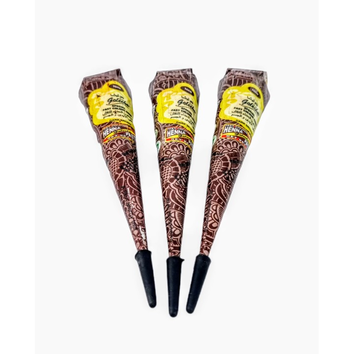 Henna Indyjska w Rożku gotowa do aplikacji na ciało MEHANDI kolor CIEMNO BRĄZOWY (dark brown) 25g Golecha