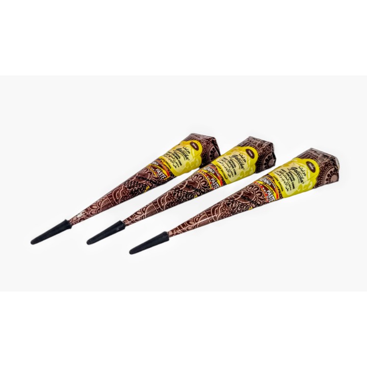 Henna Indyjska w Rożku gotowa do aplikacji na ciało MEHANDI kolor CIEMNO BRĄZOWY (dark brown) 25g Golecha