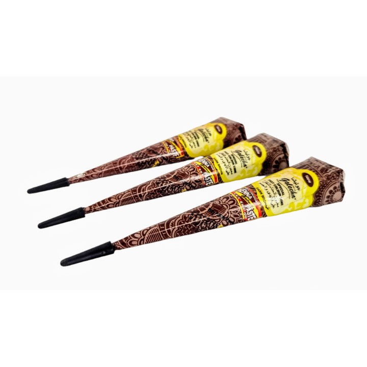 Henna Indyjska w Rożku gotowa do aplikacji na ciało MEHANDI kolor CIEMNO BRĄZOWY (dark brown) 25g Golecha