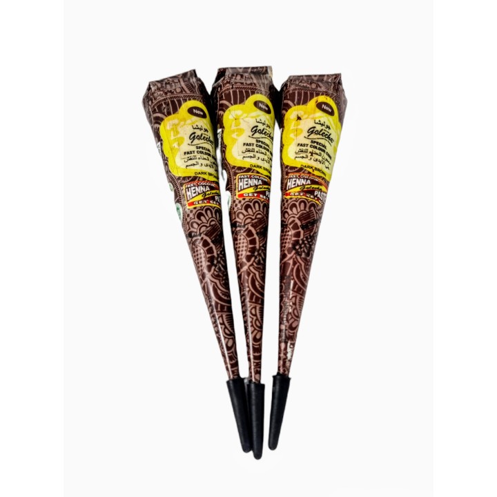 Henna Indyjska w Rożku gotowa do aplikacji na ciało MEHANDI kolor CIEMNO BRĄZOWY (dark brown) 25g Golecha