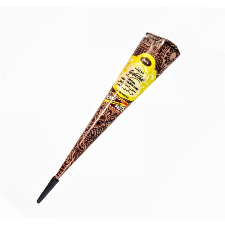 Henna Indyjska w Rożku gotowa do aplikacji na ciało MEHANDI kolor CIEMNO BRĄZOWY (dark brown) 25g Golecha