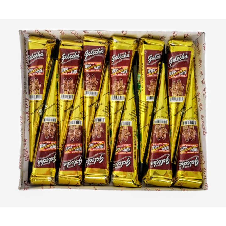Henna Indyjska w Rożku gotowa do aplikacji na ciało MEHANDI kolor Kasztanowy Brąz (MAROON) 25g Golecha