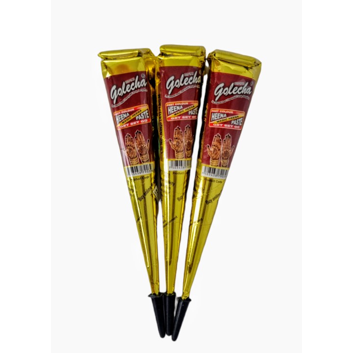 Henna Indyjska w Rożku gotowa do aplikacji na ciało MEHANDI kolor Kasztanowy Brąz (MAROON) 25g Golecha