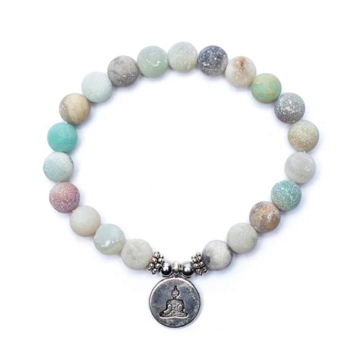 Mala/bracelet amazon stone elastic with Buddha 0.8 cm