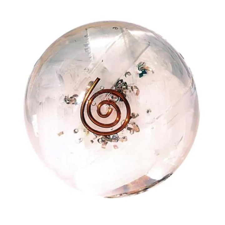 Orgonite Sphere Selenite Inside With Copper Spiral