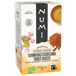 Herbata BIO Trzy korzenie Kurkuma & Imbir & Lukrecja 12 torebek Numi Organic Tea
