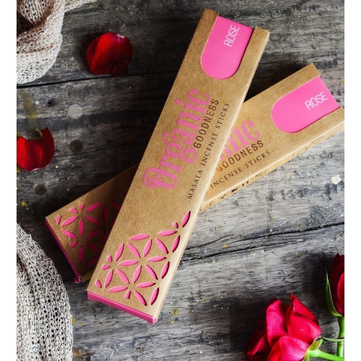 Kadzidła Masala w patyczkach - zapach ROSE, 15 g. Organic Goodness