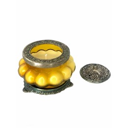 Perfumed Candle in Melon Shaped Glass White Metal Jars Precious Sandal
