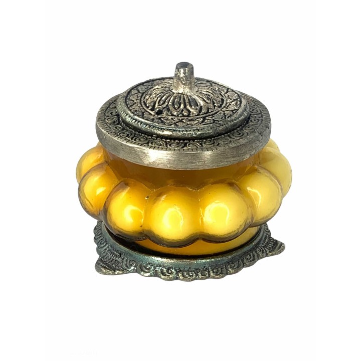 Perfumed Candle in Melon Shaped Glass White Metal Jars Precious Sandal
