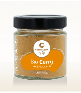 Ajuwerdyjska łagodna przyprawa Curry Masala BIO 80g Cosmoveda (nowe szklane opakowanie)