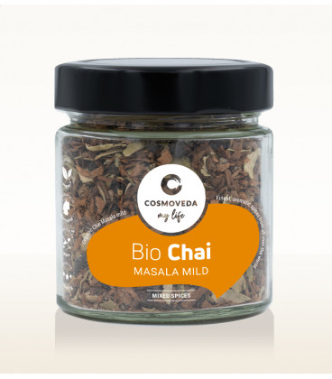 Masala Chai łagodna mieszkanka przypraw do indyjskiej herbaty BIO 70g Cosmoveda