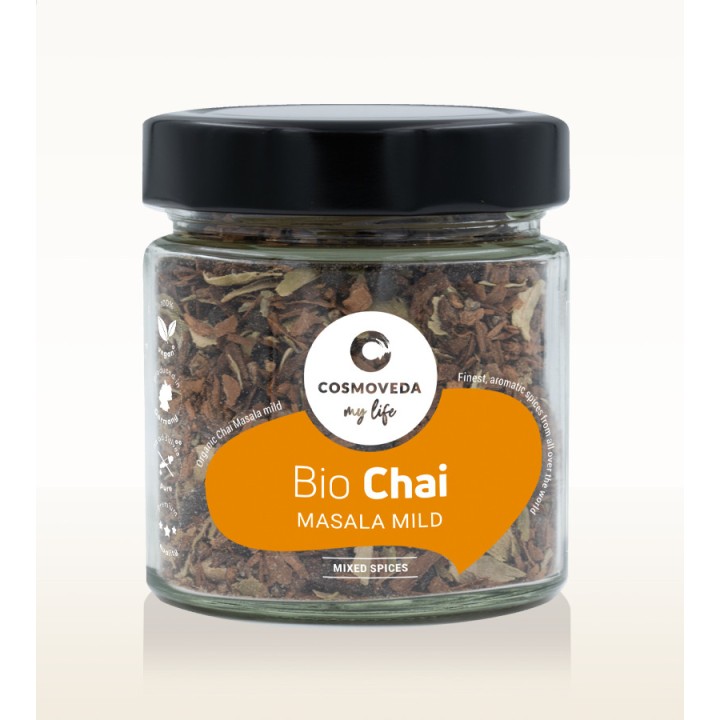 Masala Chai łagodna mieszkanka przypraw do indyjskiej herbaty BIO 70g Cosmoveda