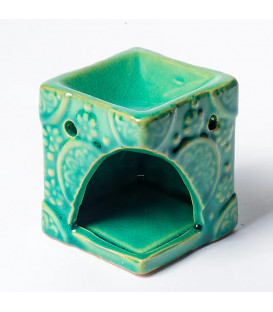 Kominek palnik do wosku wzór kwiatowy kolor turkusowy 8x6.5cm