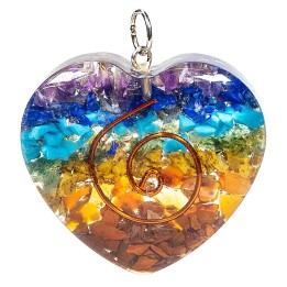 Orgonite heart pendant multicoloured -- 4x4.2 cm