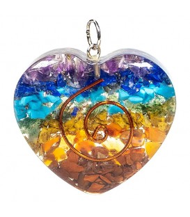 Orgonite heart pendant multicoloured -- 4x4.2 cm
