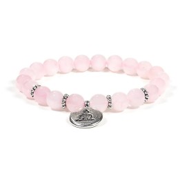 Bransoletka mala elastyczna z różowego kwarcu z Buddhą 0.8cm