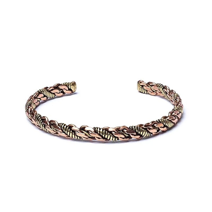 Twisted bracelet bronze/gold colour triple twist -- 6.5cm