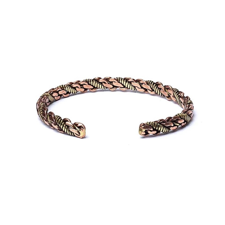 Twisted bracelet bronze/gold colour triple twist -- 6.5cm
