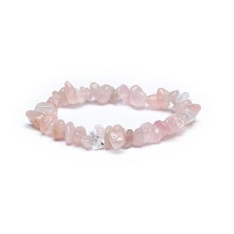 Bransoletka elastyczna z kawałkami naturalnego różowego kwarcu - nieregularne kamienie 0.7cm
