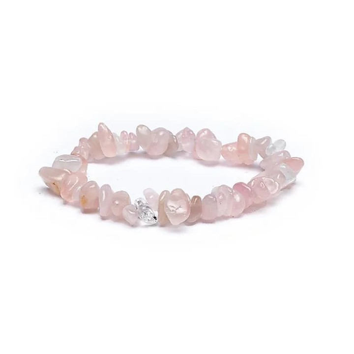 Bransoletka elastyczna z kawałkami naturalnego różowego kwarcu - nieregularne kamienie 0.7cm