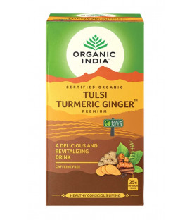 Herbata Tulsi Turmeric Ginger Organic India (25 torebek) rozgrzewająca
