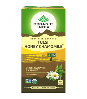 Herbata Tulsi Honey Chamomile Organic India (25 torebek)  Stress Relieving & Calming