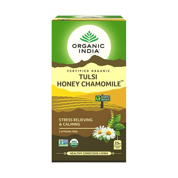 Herbata Tulsi Honey Chamomile Organic India (25 torebek)  Stress Relieving & Calming