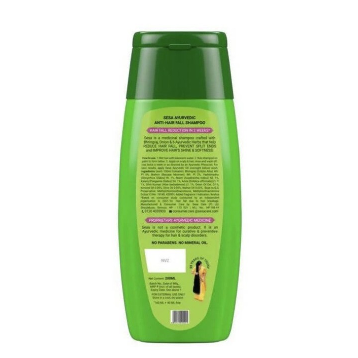 Szampon ANTI HAIR-FALL SHAMPOO z Cebulą i Bhringaraj (GREEN) 200ml SESA