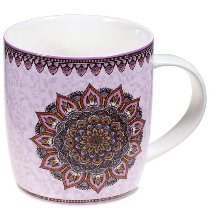 Kubek ceramiczny z zaparzaczem Mandala fioletowy 400ml