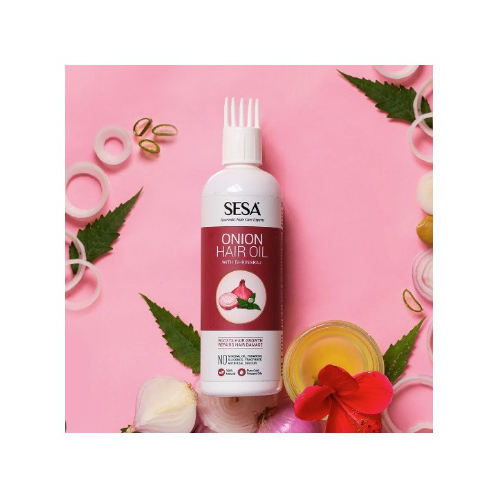 Olejek do włosów Cebulowy z Bringaraj AYURVEDIC ONION OIL WITH BHRINGRAJ 200ml SESA