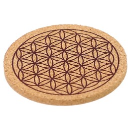 Zestaw korkowych podkładek Flower of Life - 6 sztuk średnica 8cm