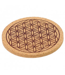 Zestaw korkowych podkładek Flower of Life - 6 sztuk średnica 8cm