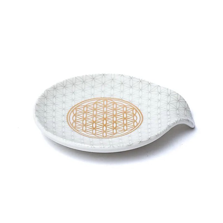 Spodek porcelanowy na torebki od herbaty Kwiat Życia 11,5x10x2cm