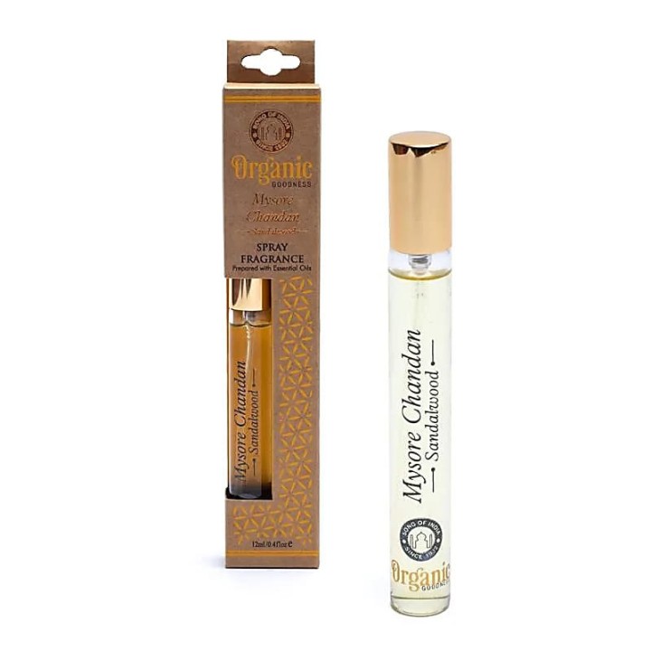 Spray zapachowy w szklanej butelce Mysore Chandan Drzewo sandałowe 12 ml Organic Goodness