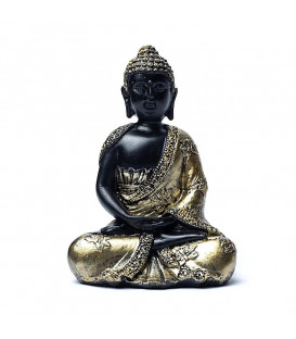 Figurka Buddy Medytującego czarno złota - 272g  10.5x7x15 cm