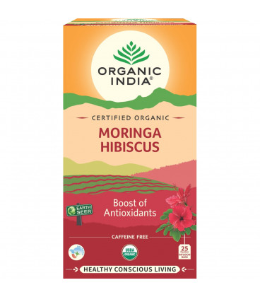 Herbata Moringa Hibiskus 25 torebek Organic India