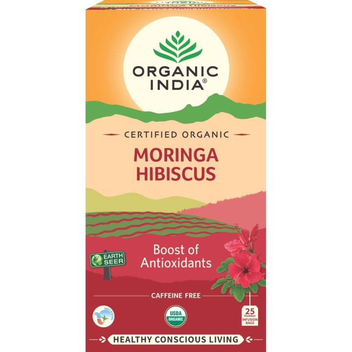 Herbata Moringa Hibiskus 25 torebek Organic India