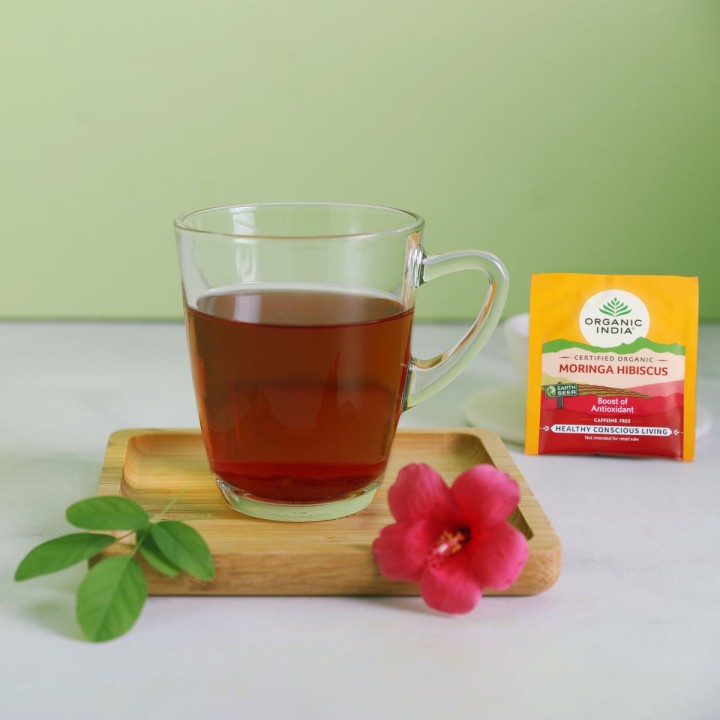 Herbata Moringa Hibiskus 25 torebek Organic India