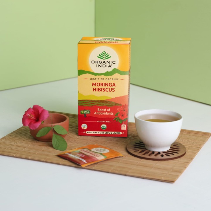Herbata Moringa Hibiskus 25 torebek Organic India
