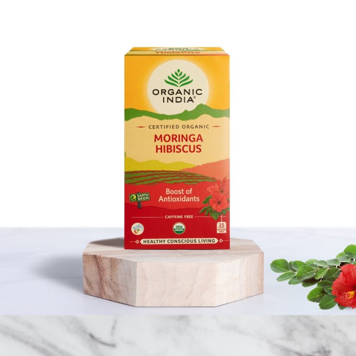 Herbata Moringa Hibiskus 25 torebek Organic India