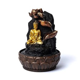Medytujący budda z fontanną lotosu 19.5x19.5x27cm