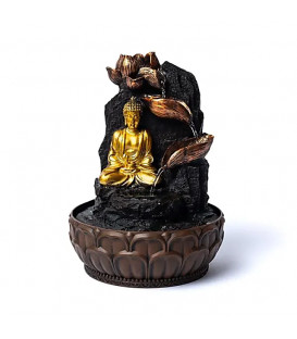 Medytujący budda z fontanną lotosu 19.5x19.5x27cm