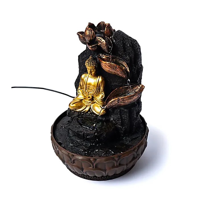 Medytujący budda z fontanną lotosu 19.5x19.5x27cm