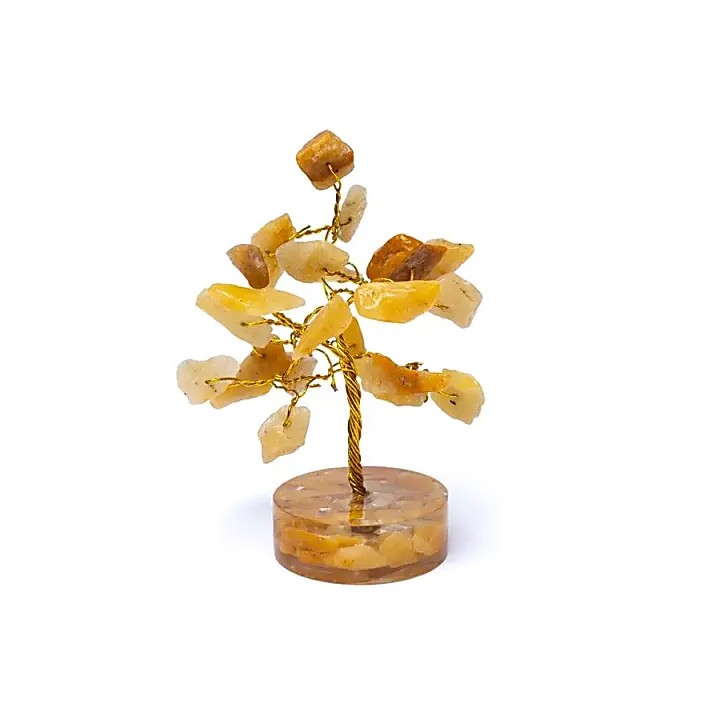 Drzewko Kamieni szlachetnych złoty uzdrowiciel (limonit) kwarc ±8cm