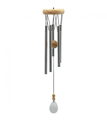 Gong wietrzny okrągły pięć dzwonków drewniany kryształowy łapacz wiatru 48cm