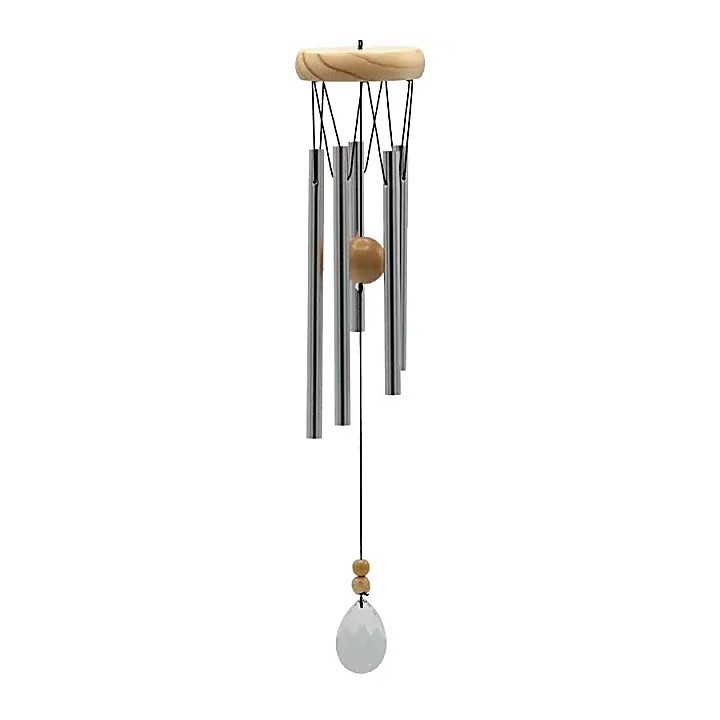 Gong wietrzny okrągły pięć dzwonków drewniany kryształowy łapacz wiatru 48cm