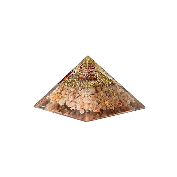 Orgonit piramida kamień słoneczny z symbolem słońca 7,5x7,5x5cm
